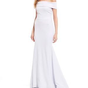 Off-The-Shoulder Glitter Scuba Long Dress